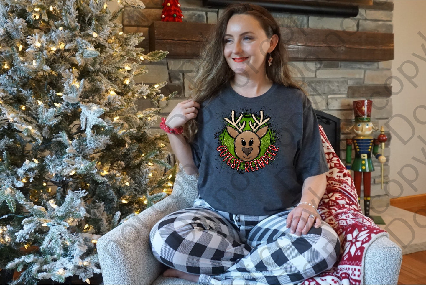 12-341 Cutest Reindeer with Antlers Glitter tee