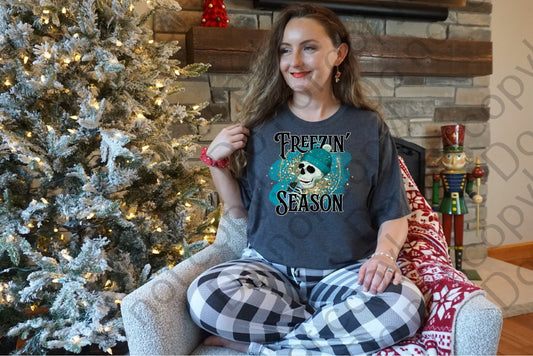 12-345 Freezin Season Skeleton with Coffee tee