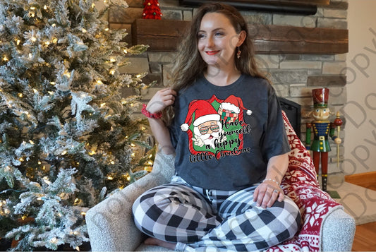 12-347 Have Yourself a Hippy Little Christmas Santa tee