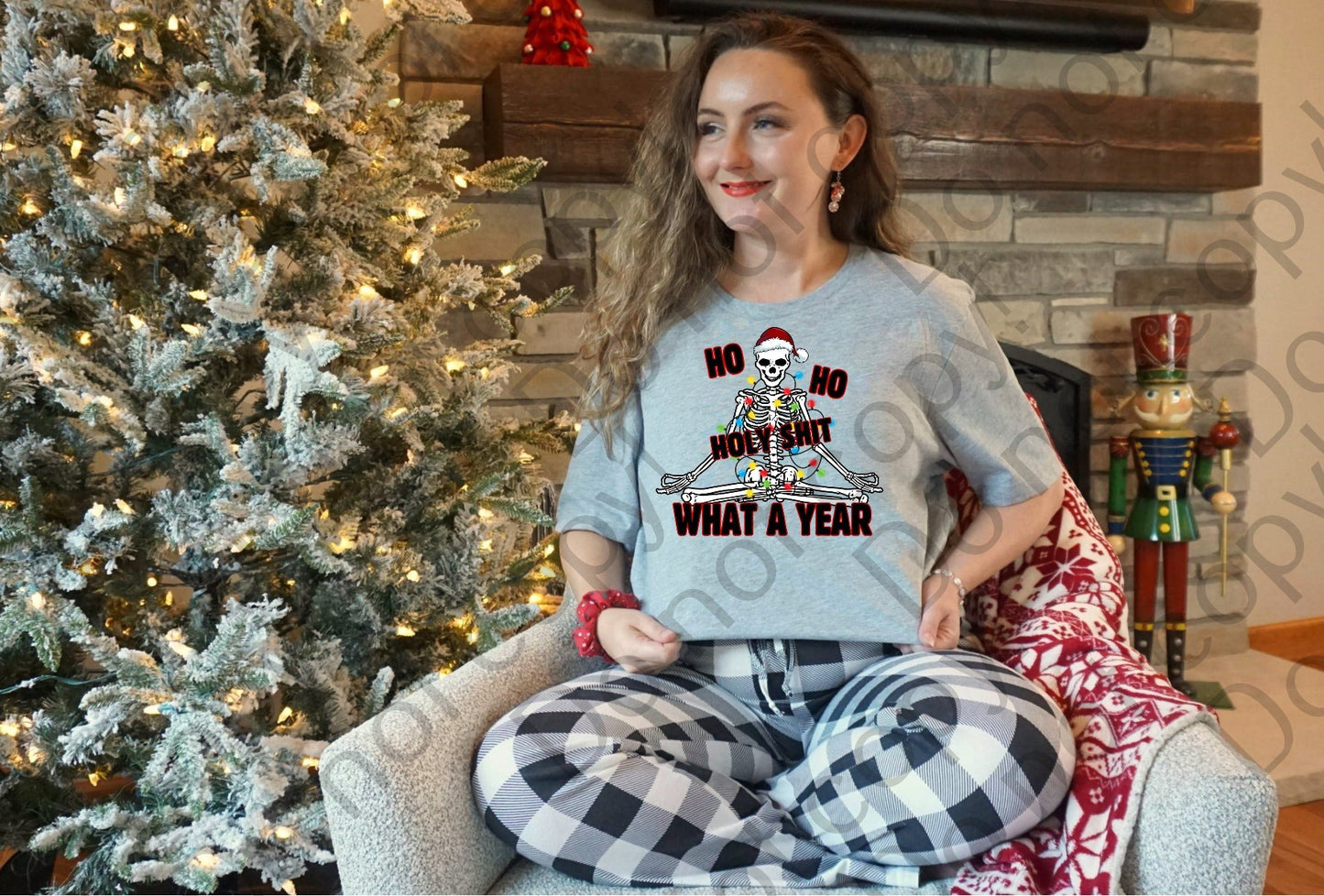 12-348 Ho Ho Holy Shit Skeleton tee