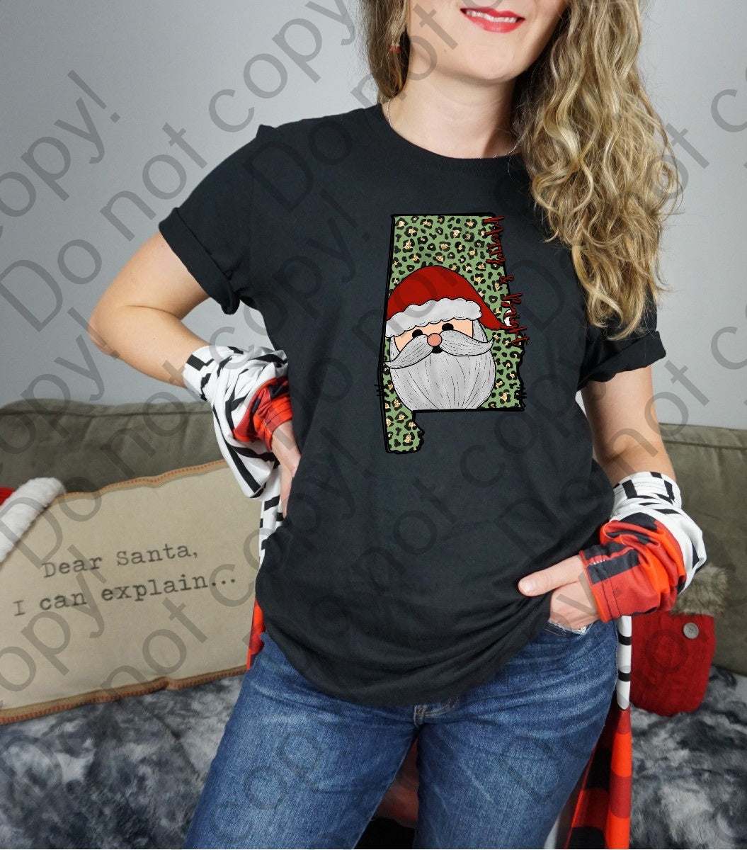 12-357 Merry and Bright Alabama with Santa tee