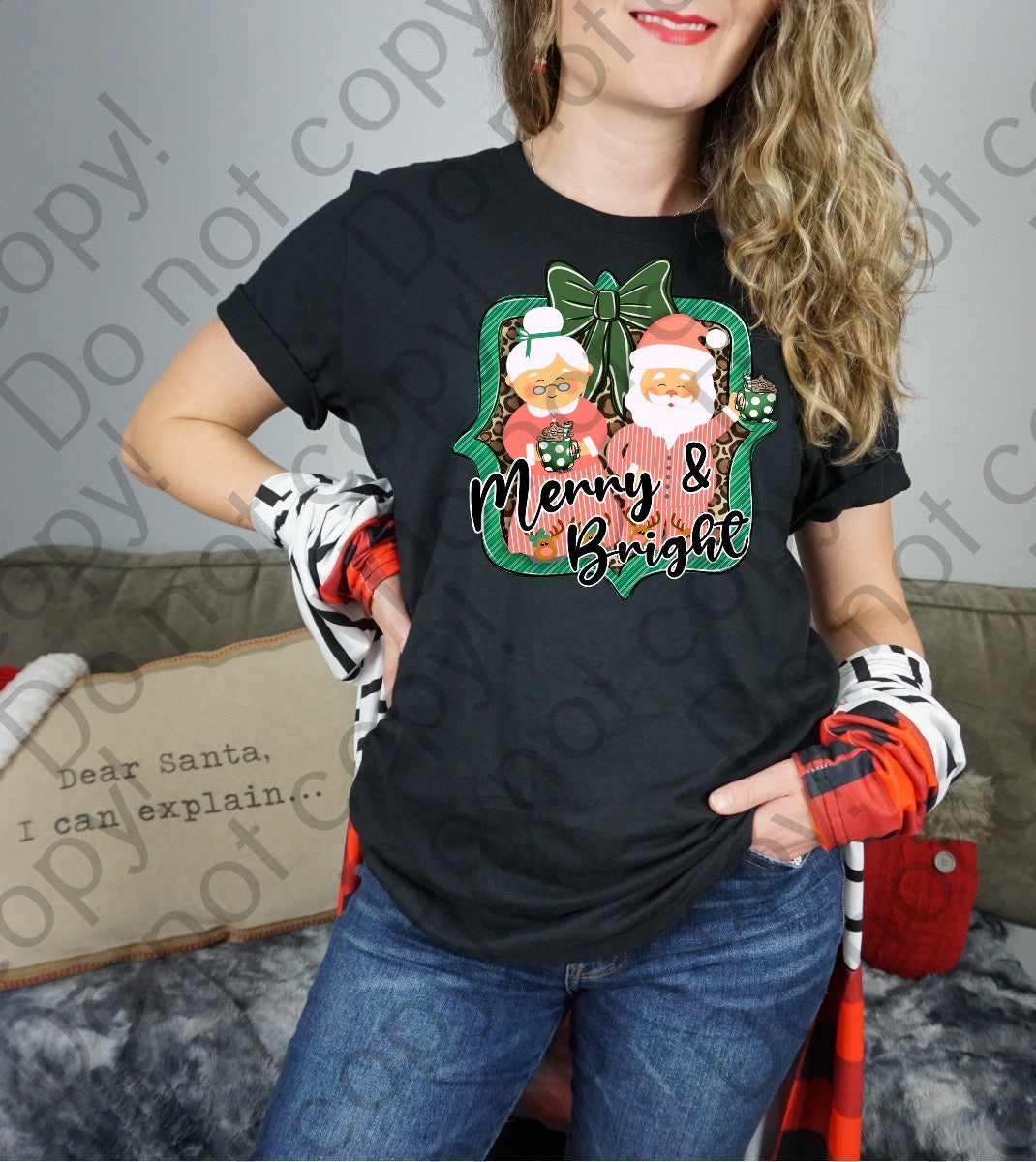 12-358 Merry and Bright Mr. Mrs. Claus tee