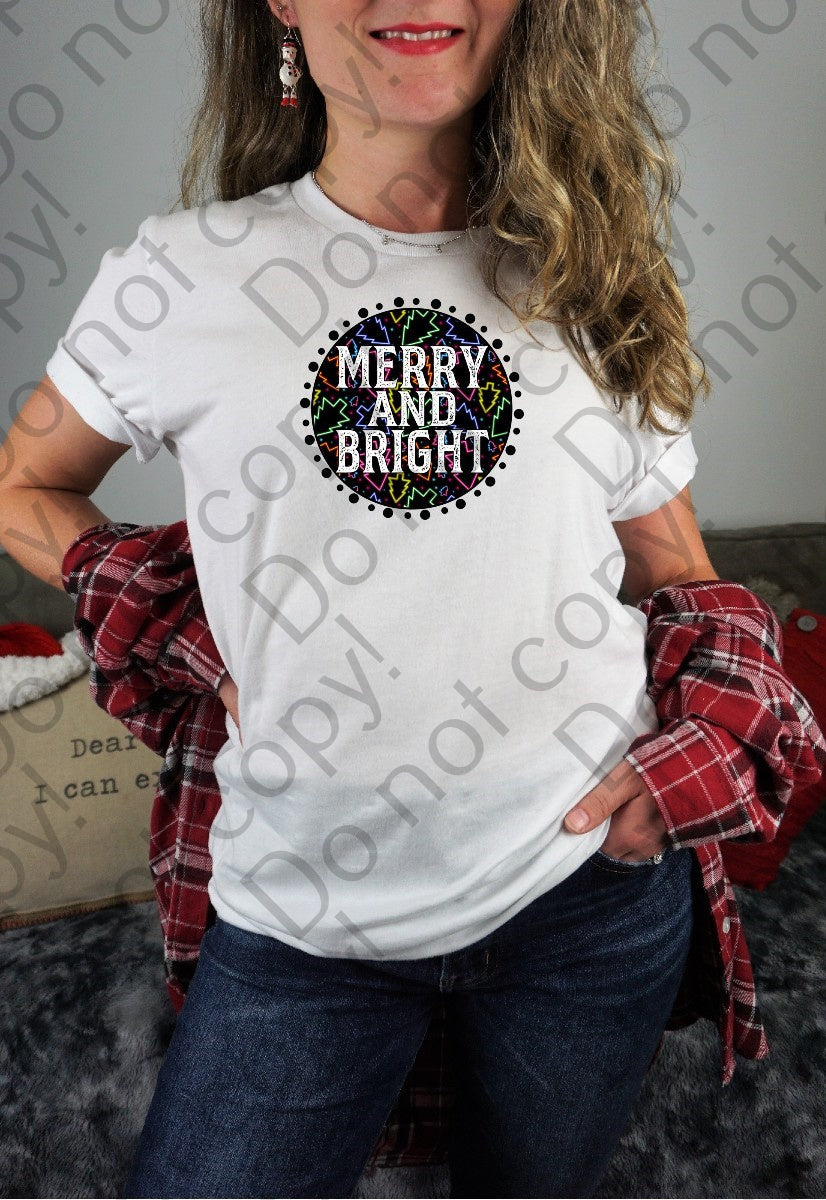 12-362 Merry and Bright White with Neon tee