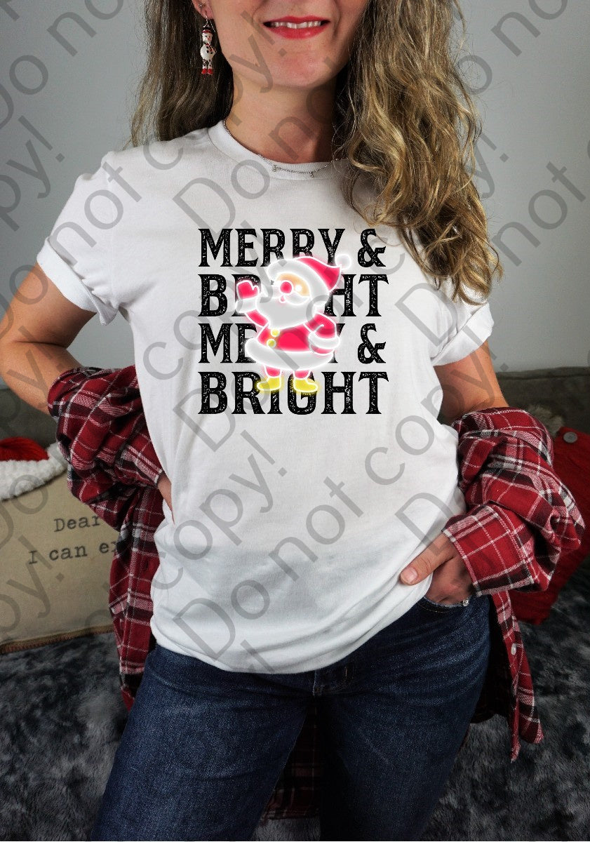 12-363 Merry and Bright with Santa Claus tee