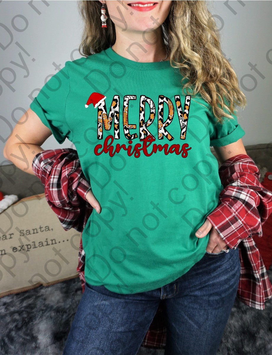12-372 Merry Christmas Gingerbread Cheetah tee