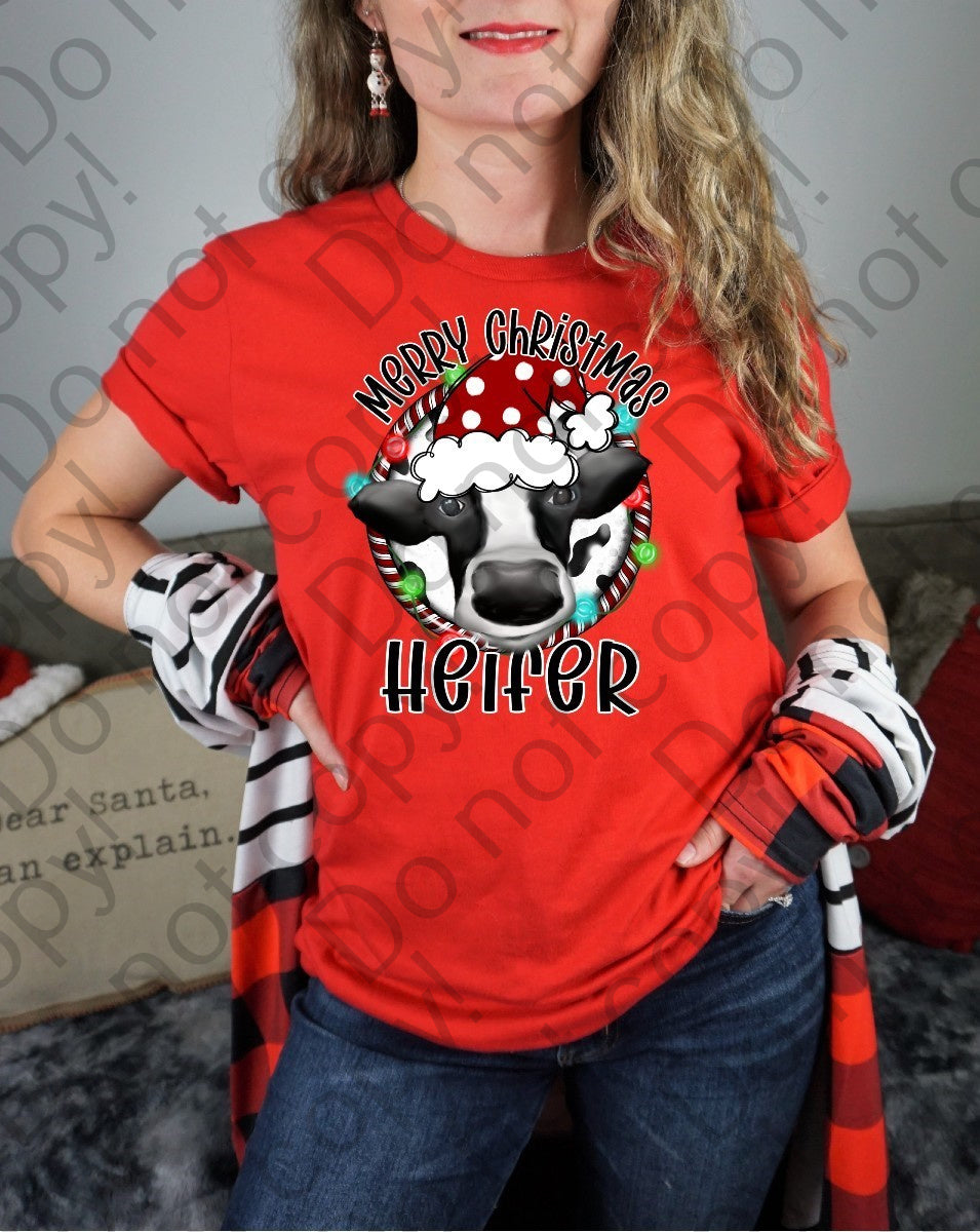 12-379 Merry Christmas Heifer White Polka Dot Hat tee
