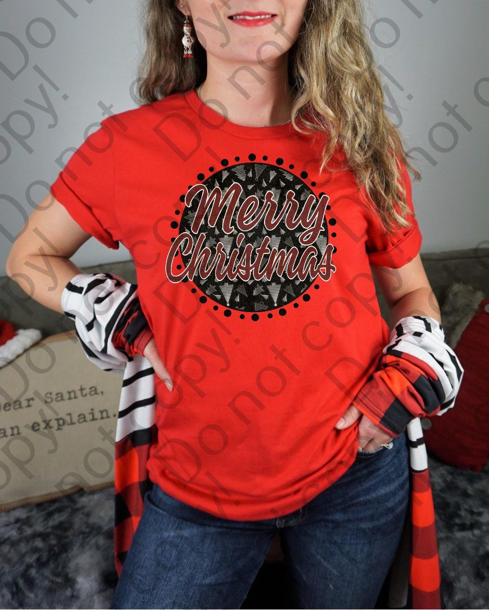 12-380 Merry Christmas Red and Black 2 tee