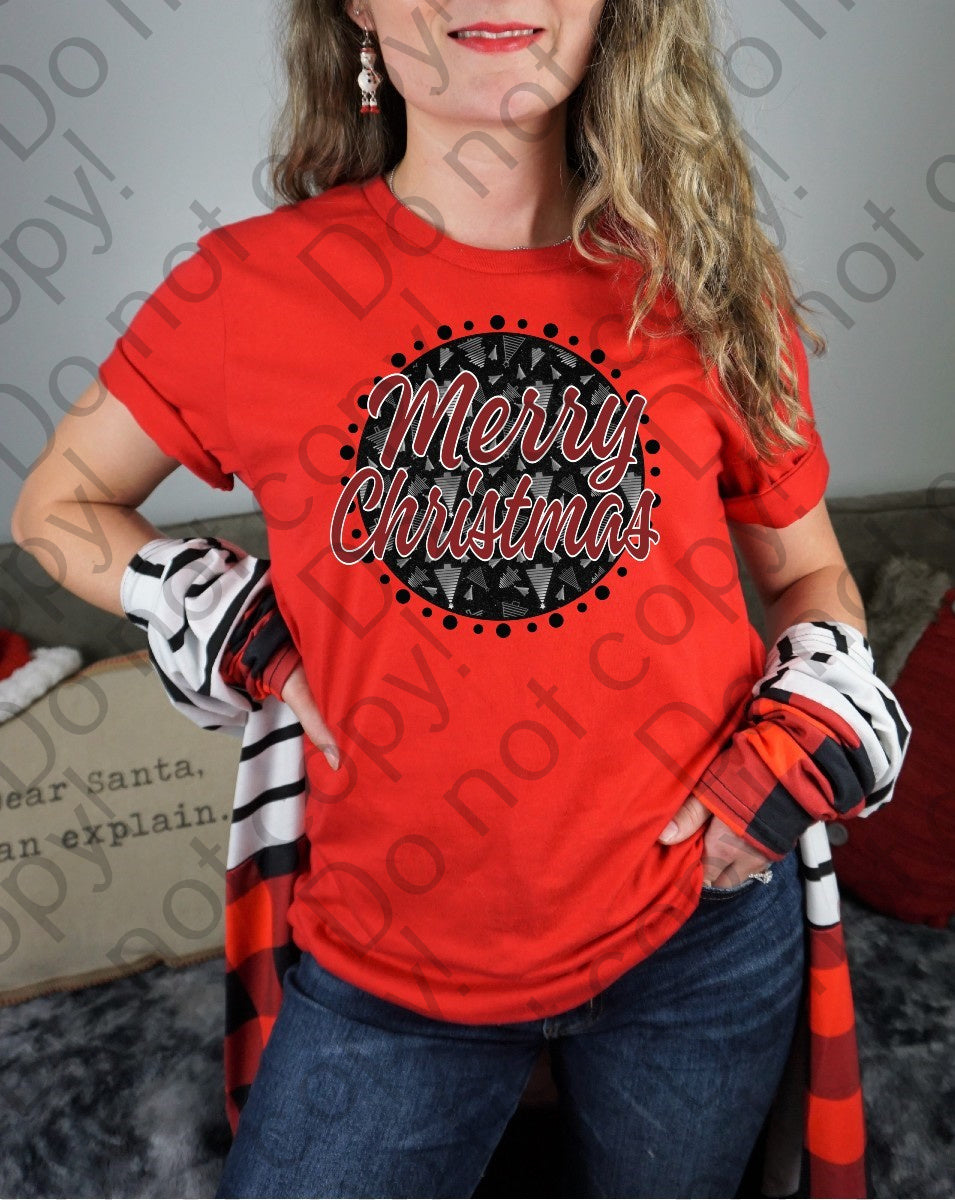 12-381 Merry Christmas Red and Black tee