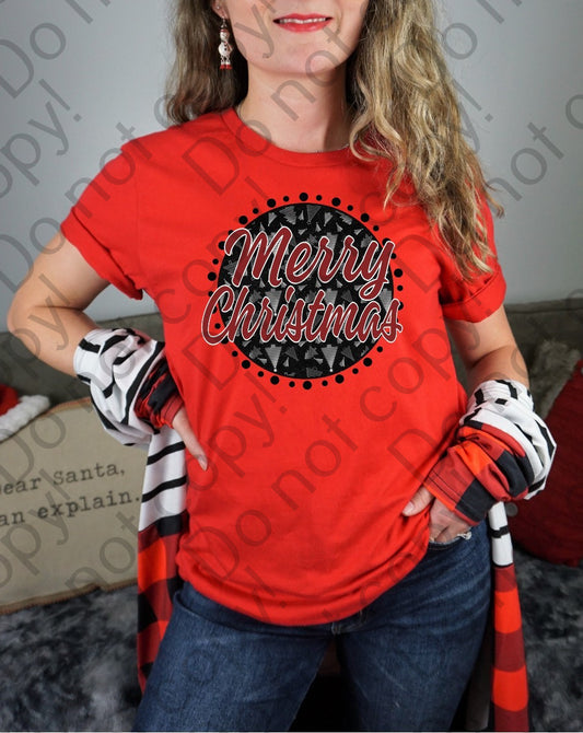 12-381 Merry Christmas Red and Black tee