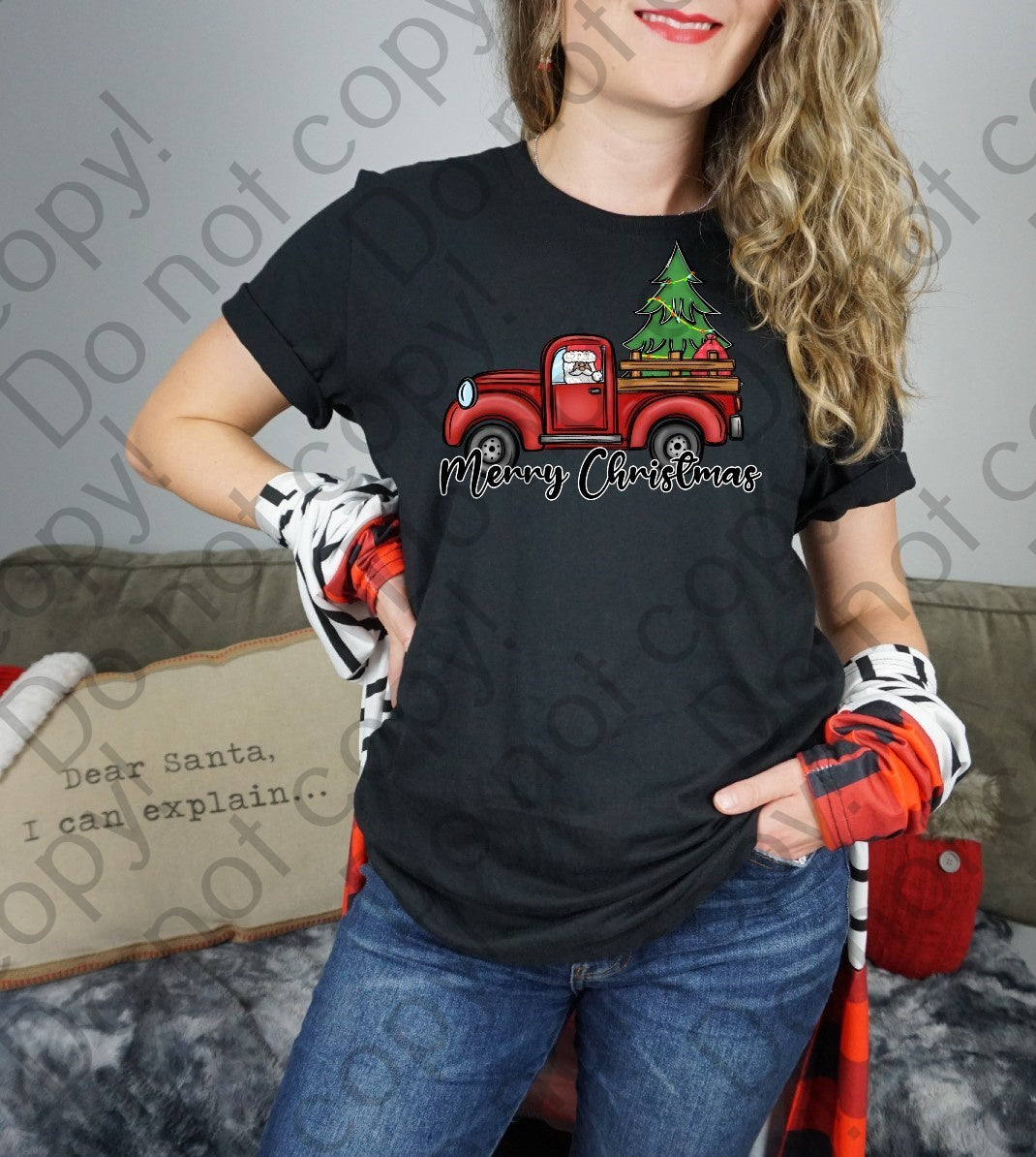 12-383 Merry Christmas Santa in Red Truck tee