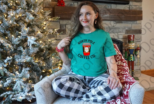 12-391 North Pole Coffee Company with Santa tee