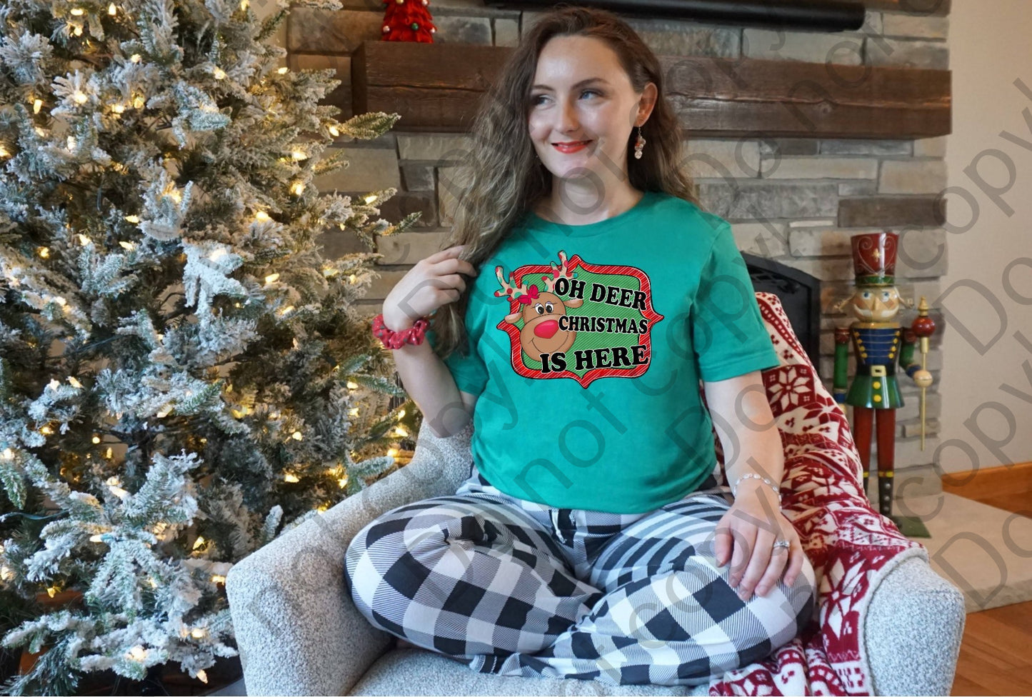 12-395 Oh Deer Christmas is Here Girl tee