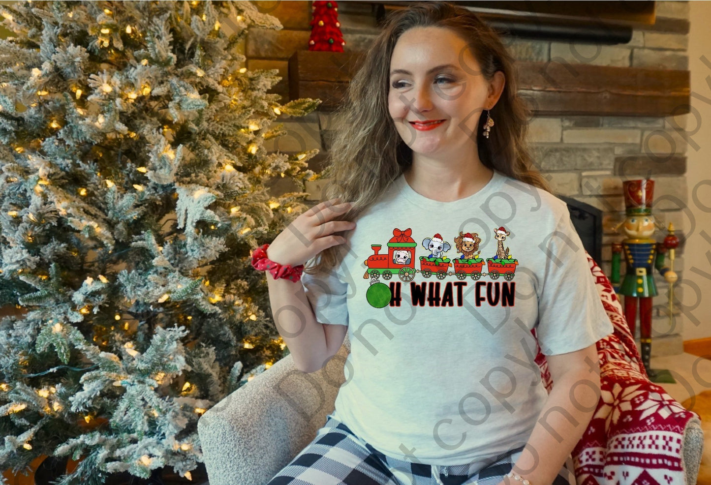 12-399 Oh What Fun Zoo Animals Red tee