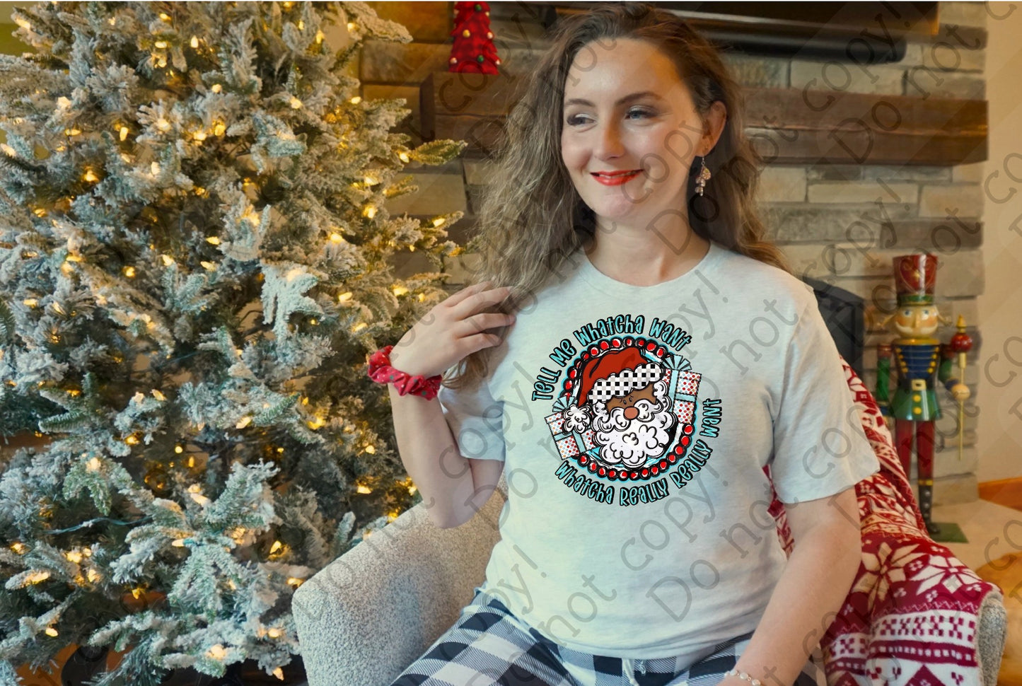 12-415 Tell Me Whatcha Want What You Really Really Want Brown Santa tee