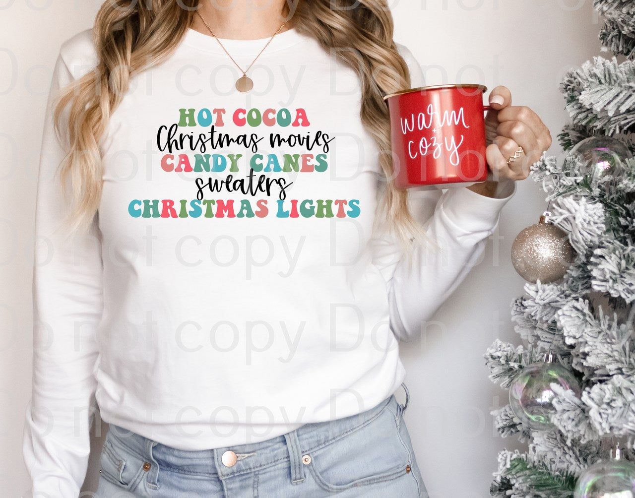 12-43 Hot Cocoa Christmas Movies Candy Canes Completed Tee