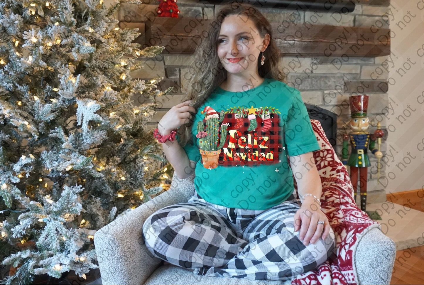 12-463 Feliz Navidad Cactus and Stockings tee