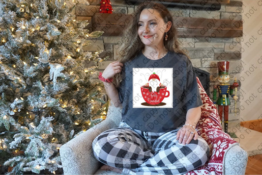 12-467 Feliz Navidad Gnome in Coffee Cup tee