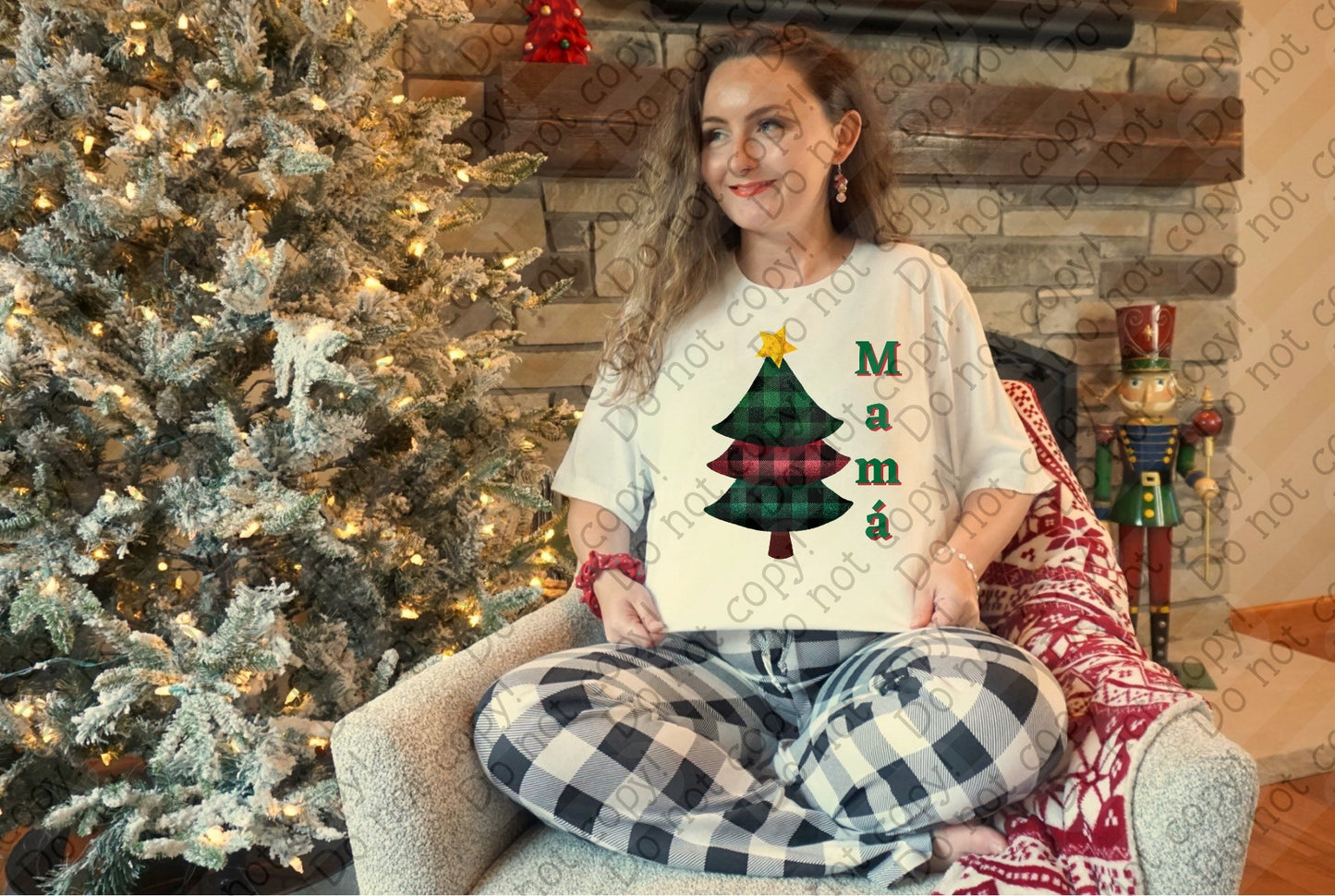 12-490 Mama Plaid Christmas Tree tee
