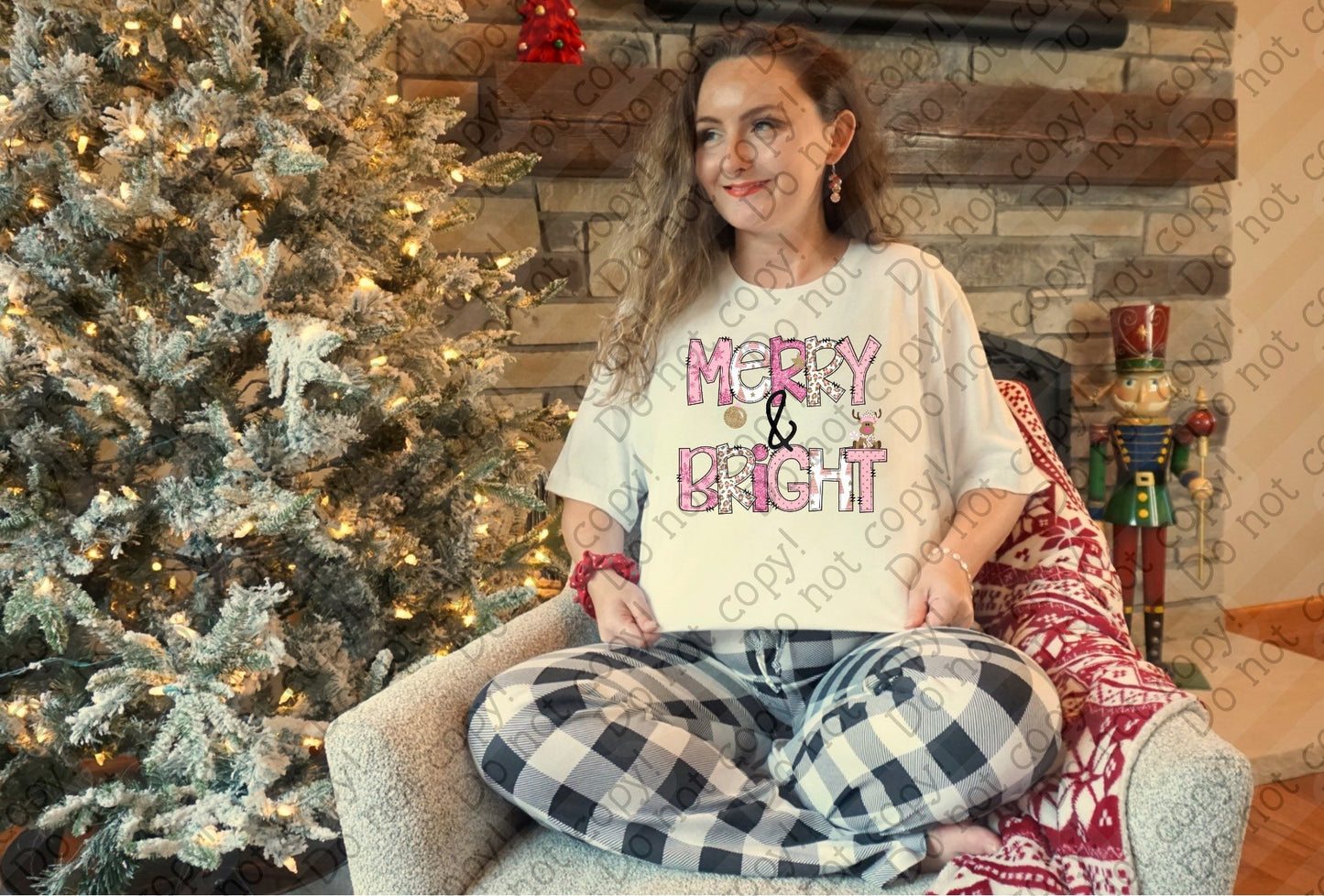 12-494 Merry & Bright Pink tee
