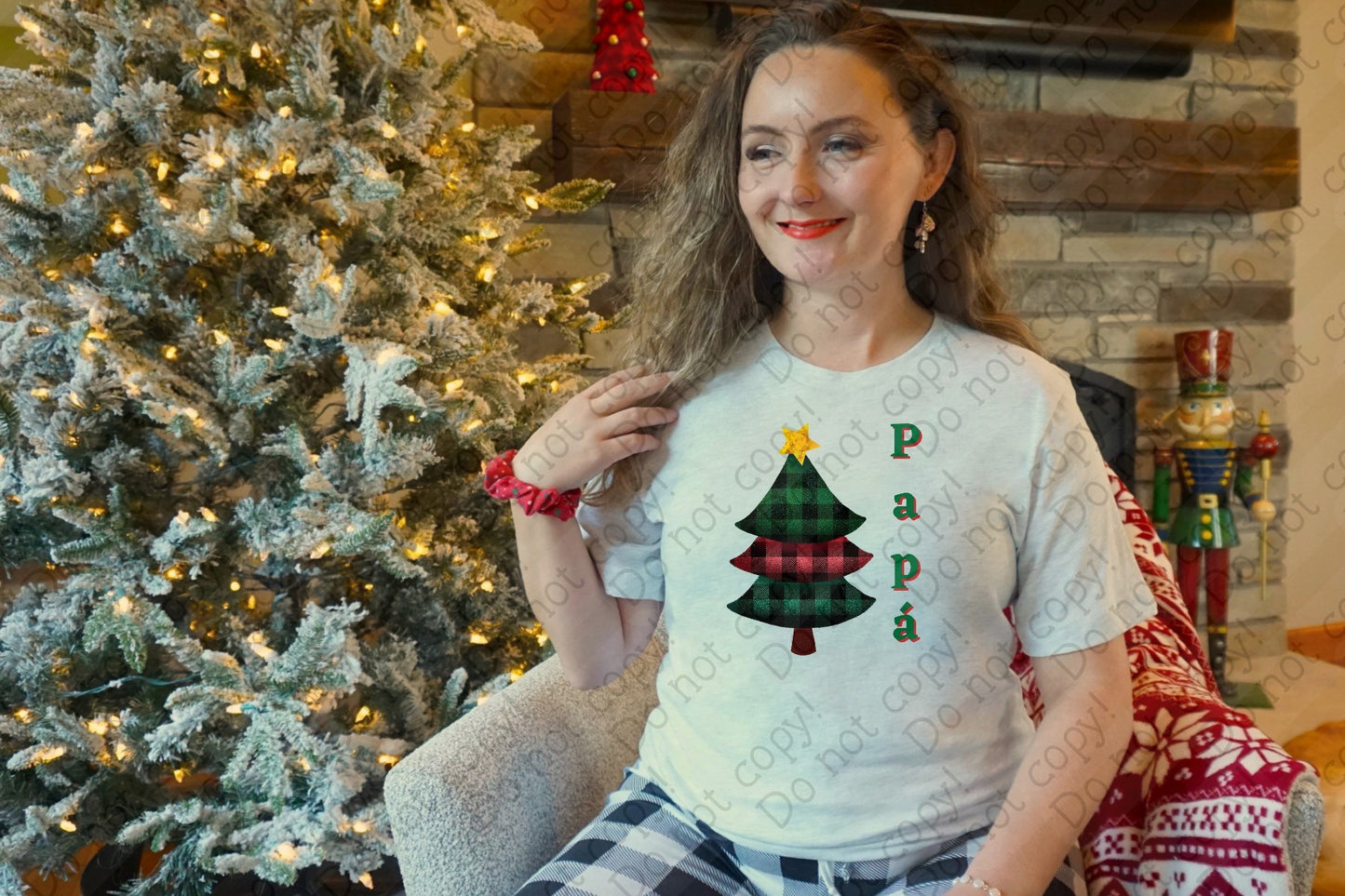 12-511 Papa Plaid Christmas Tree tee