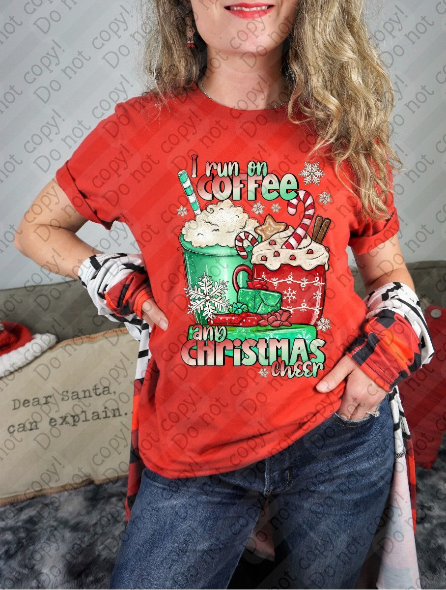 12-537 I run on Coffee and Christmas cheer tee