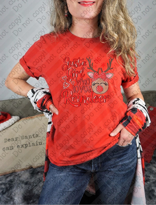 12-542 Just a girl who loves Reindeer tee