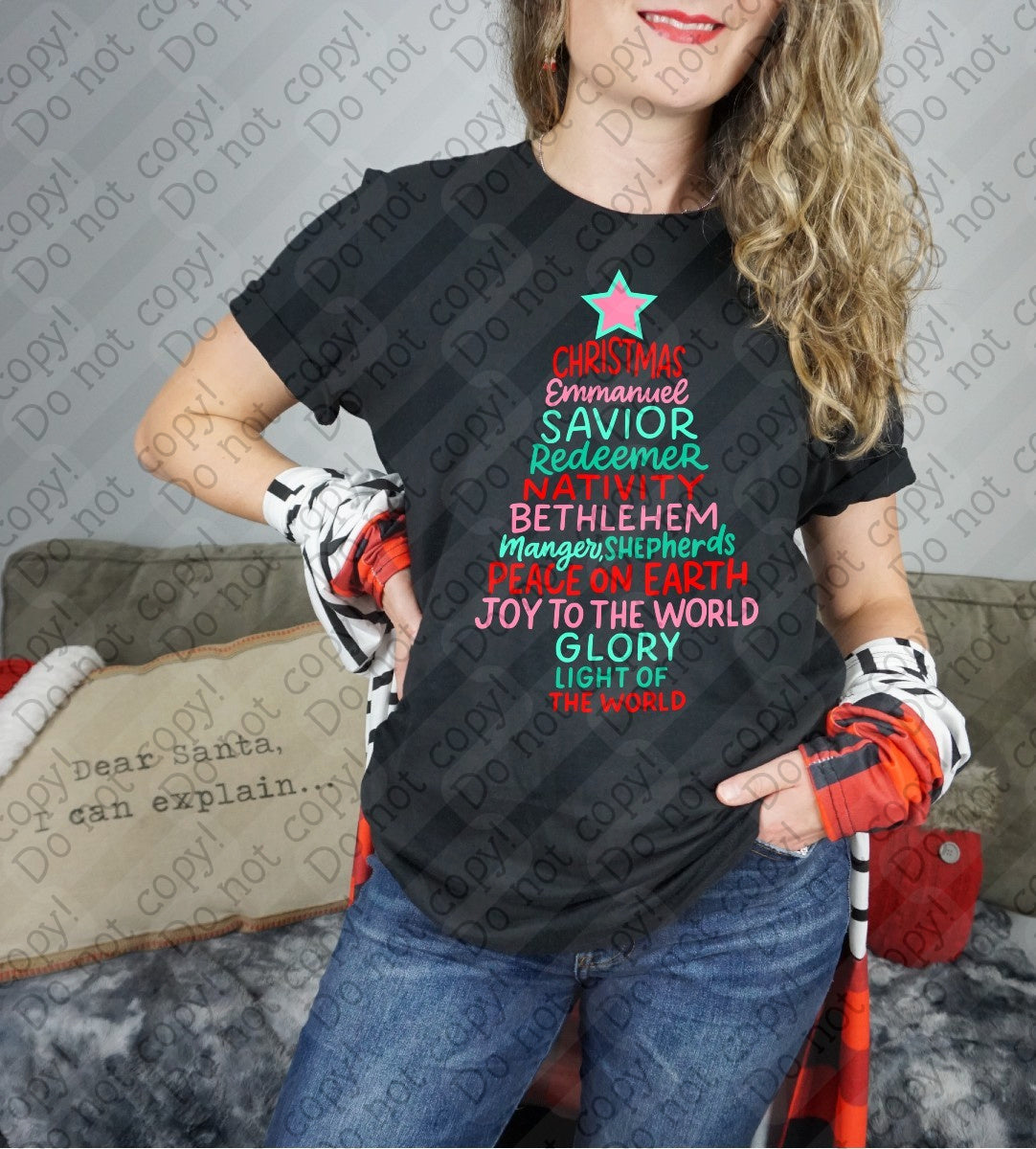12-543 Christmas Tree Words tee