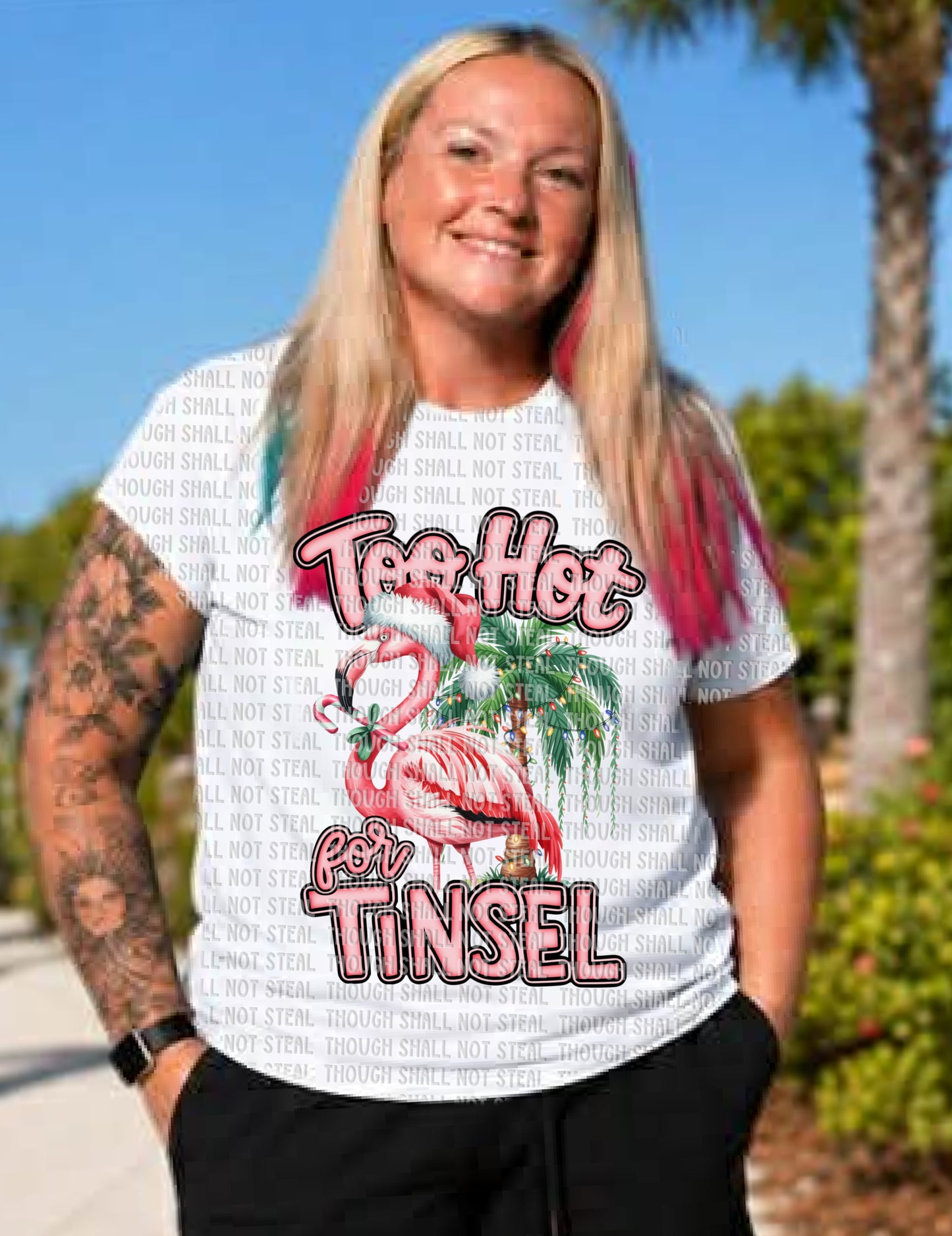 12-557 Too hot for Tinsel tee