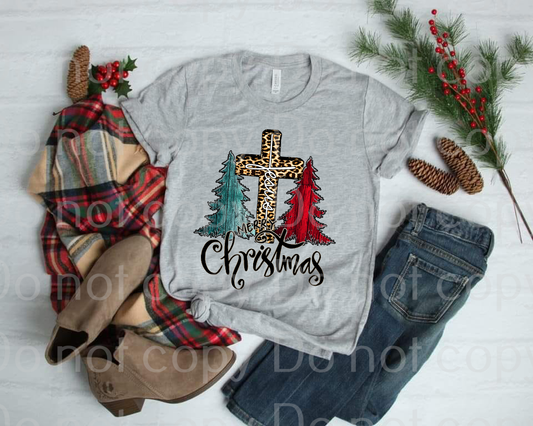 12-66 Christmas Tree With Cross Completed Tee Completed Tee