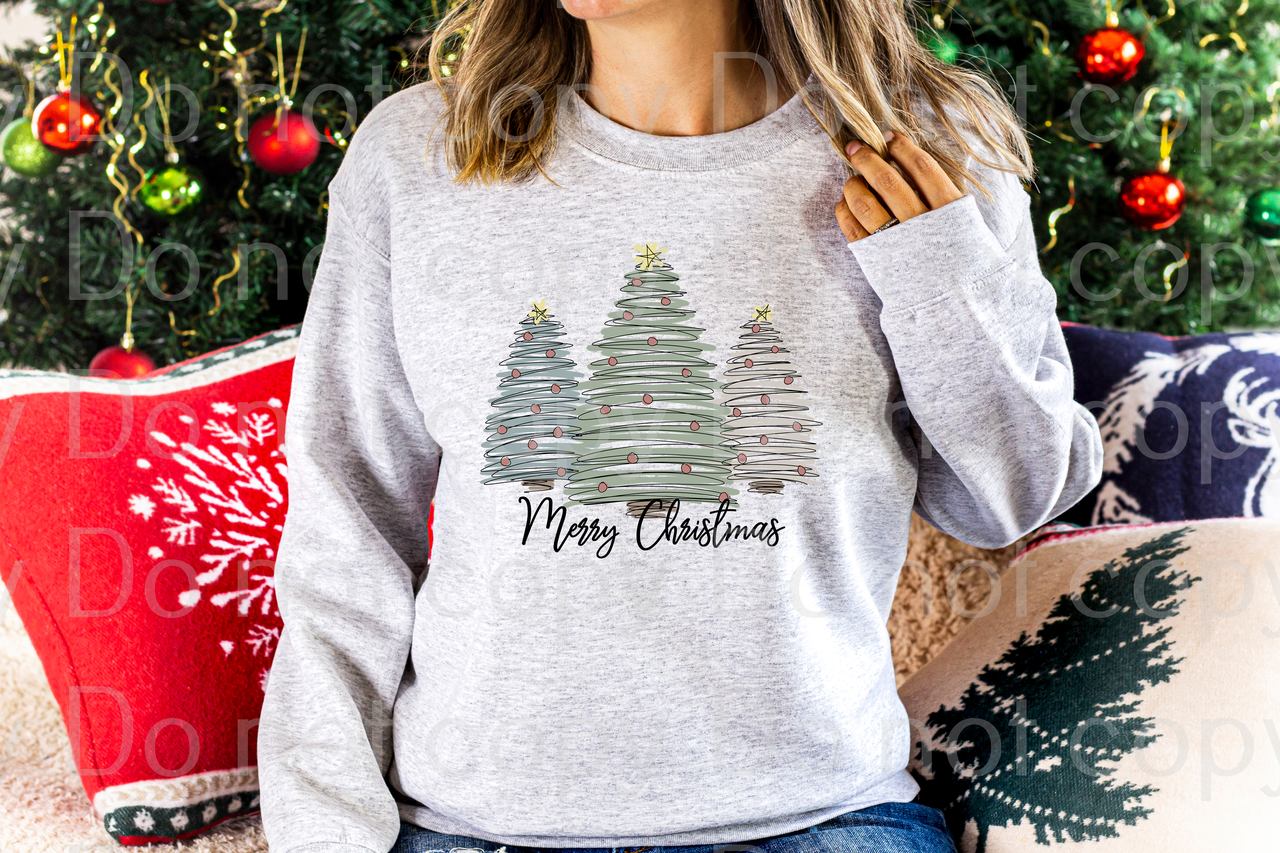 12-73 Merry Christmas Trees Completed Tee