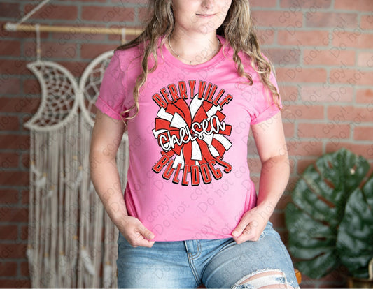 13-116 Cheer with PomPom Custom Color, Team Name and Personalization tee