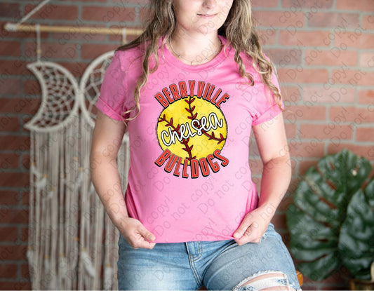 13-119 Softball Custom Color, Team Name and Personalization tee