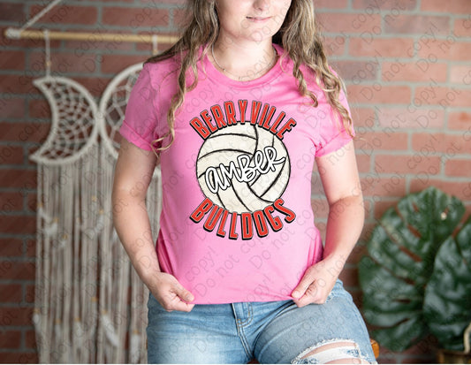13-121 Volleyball Custom Color, Team Name and Personalization tee
