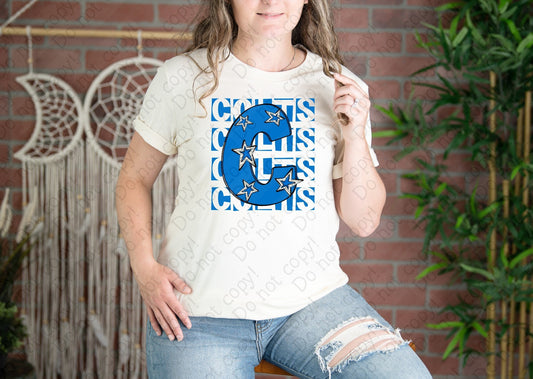 13-125 Custom Color and Team Stacked Name tee