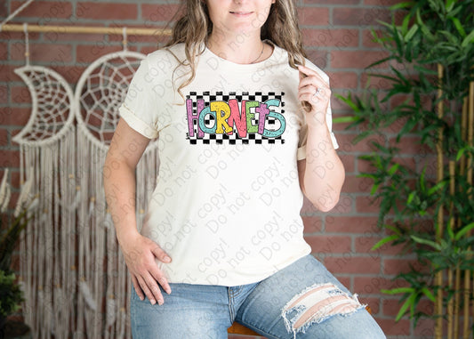 13-127 Pastel and Checkers Custom Color and Team Name tee