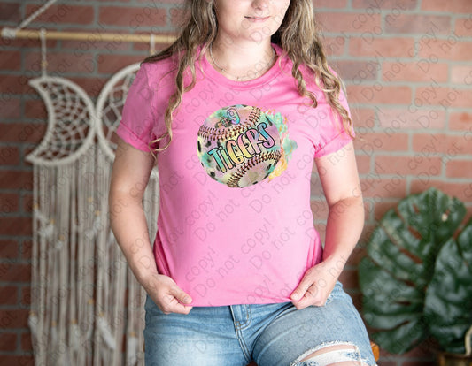 13-128 Baseball with Custom Name and Number tee