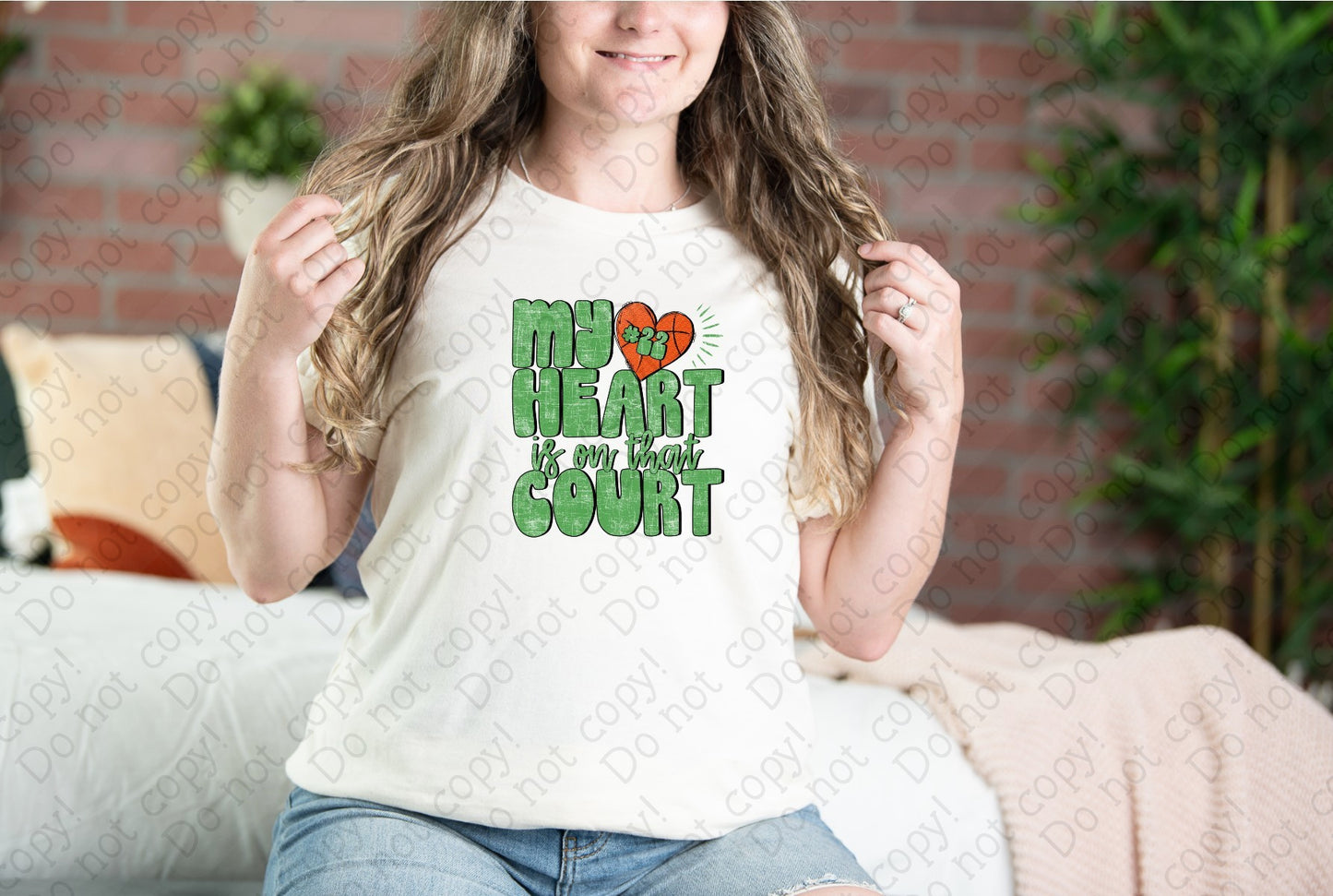 13-136 Basketball My Heart is on that Court Custom Color and Number tee