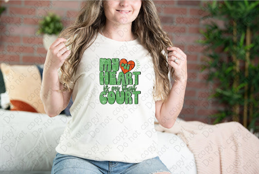 13-136 Basketball My Heart is on that Court Custom Color and Number tee