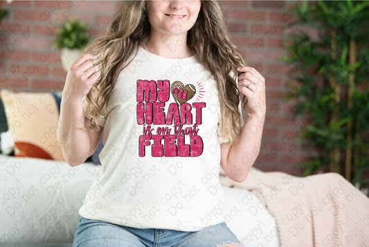 13-137 Football My Heart is on that Field Custom Color and Number tee