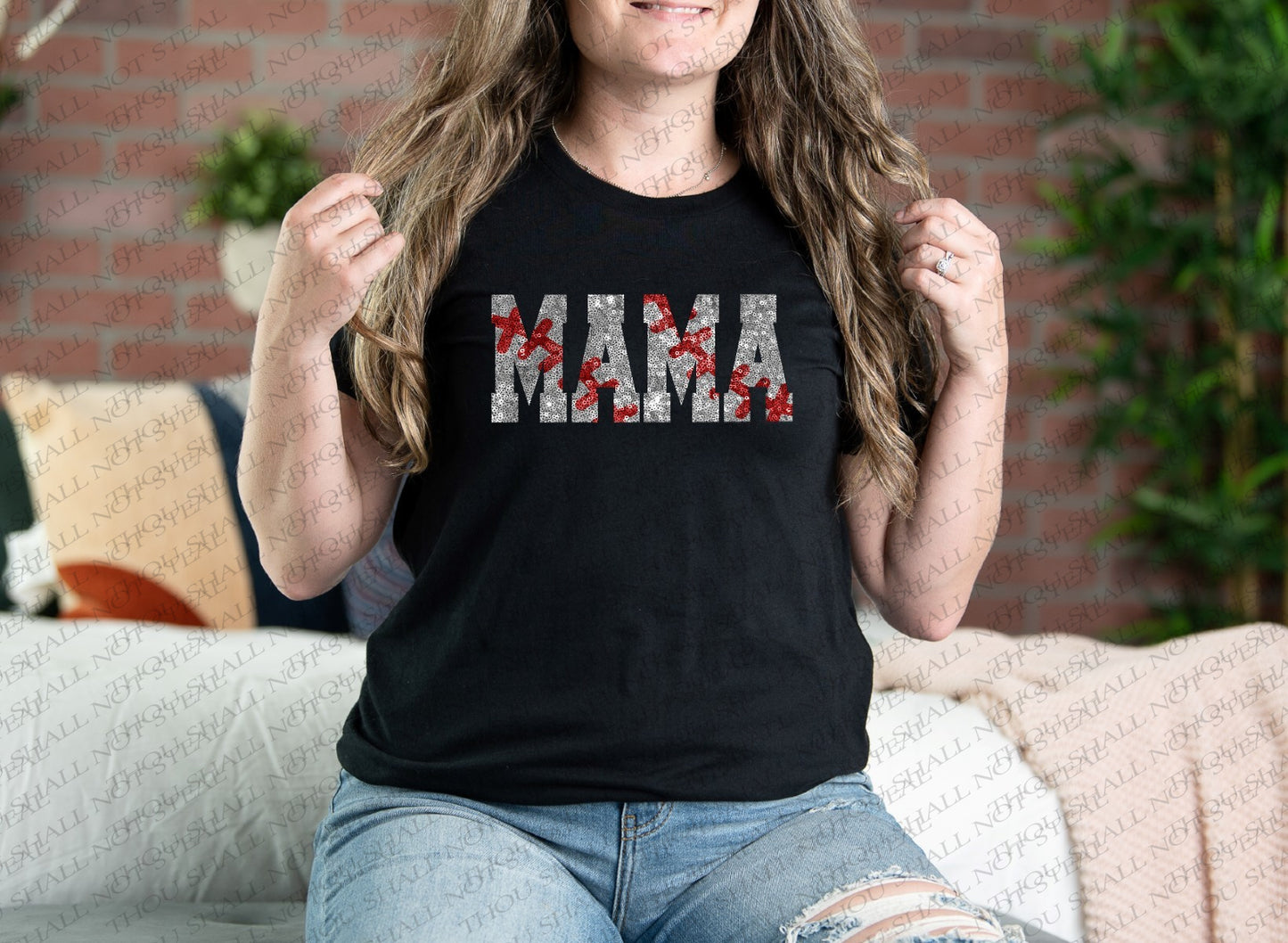 13-149 Glitter Sequin Mama (Choose One) tee