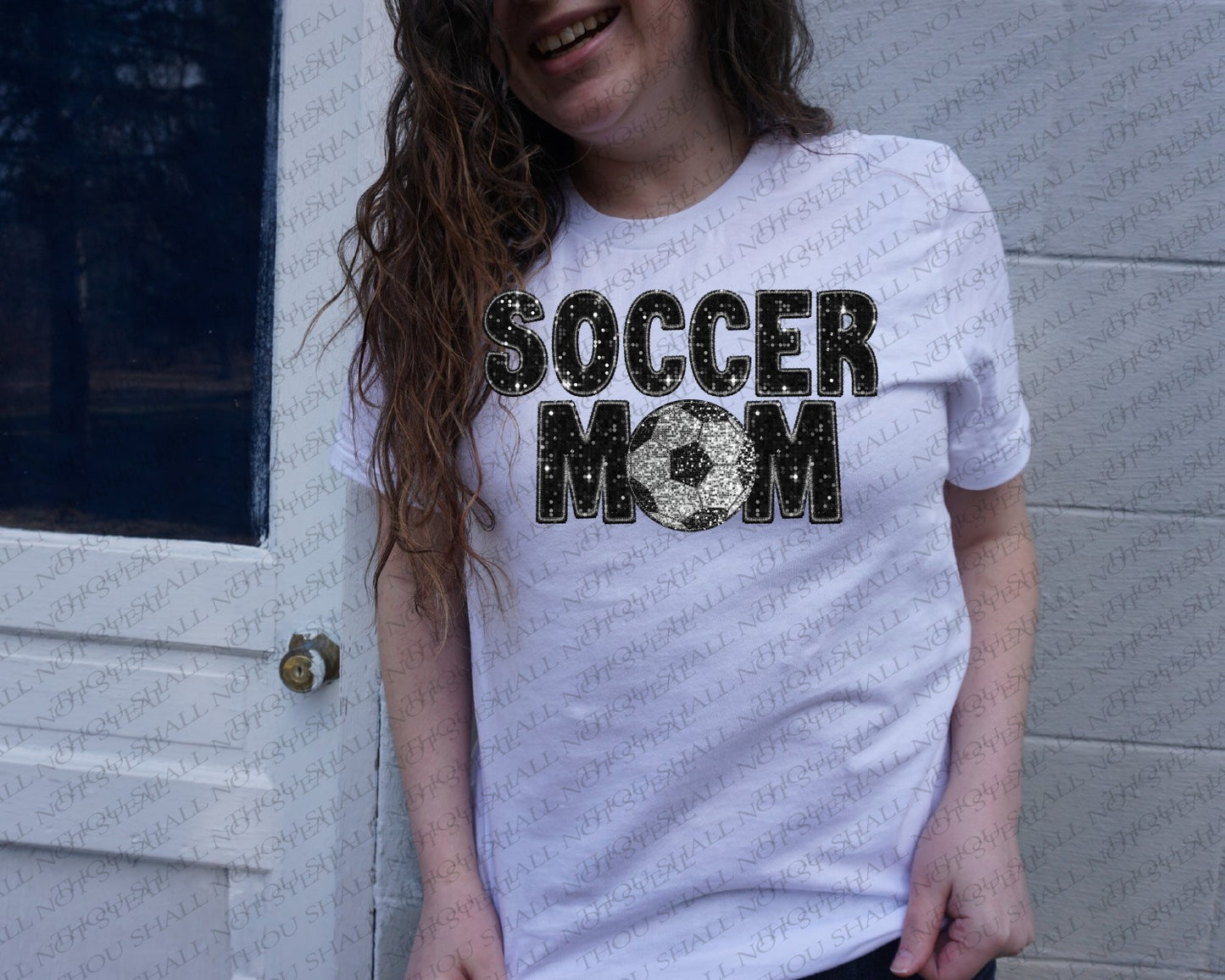 13-160 Sequin Soccer Mom (Choose Color) tee