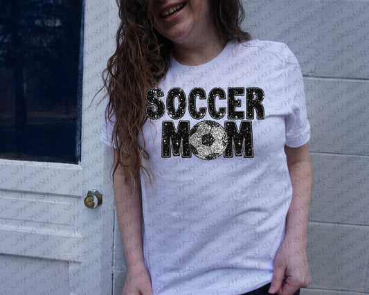 13-160 Sequin Soccer Mom (Choose Color) tee