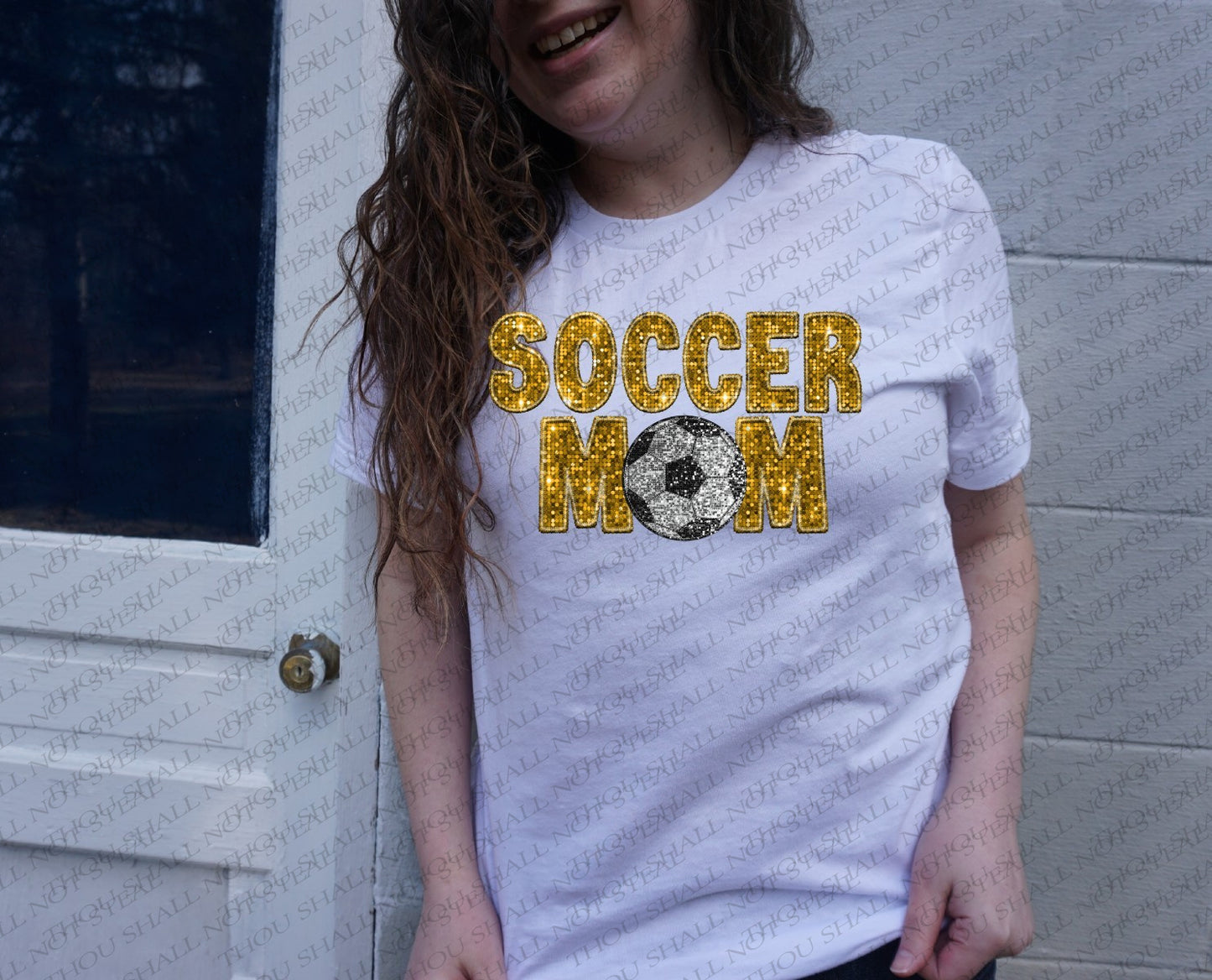 13-160 Sequin Soccer Mom (Choose Color) tee