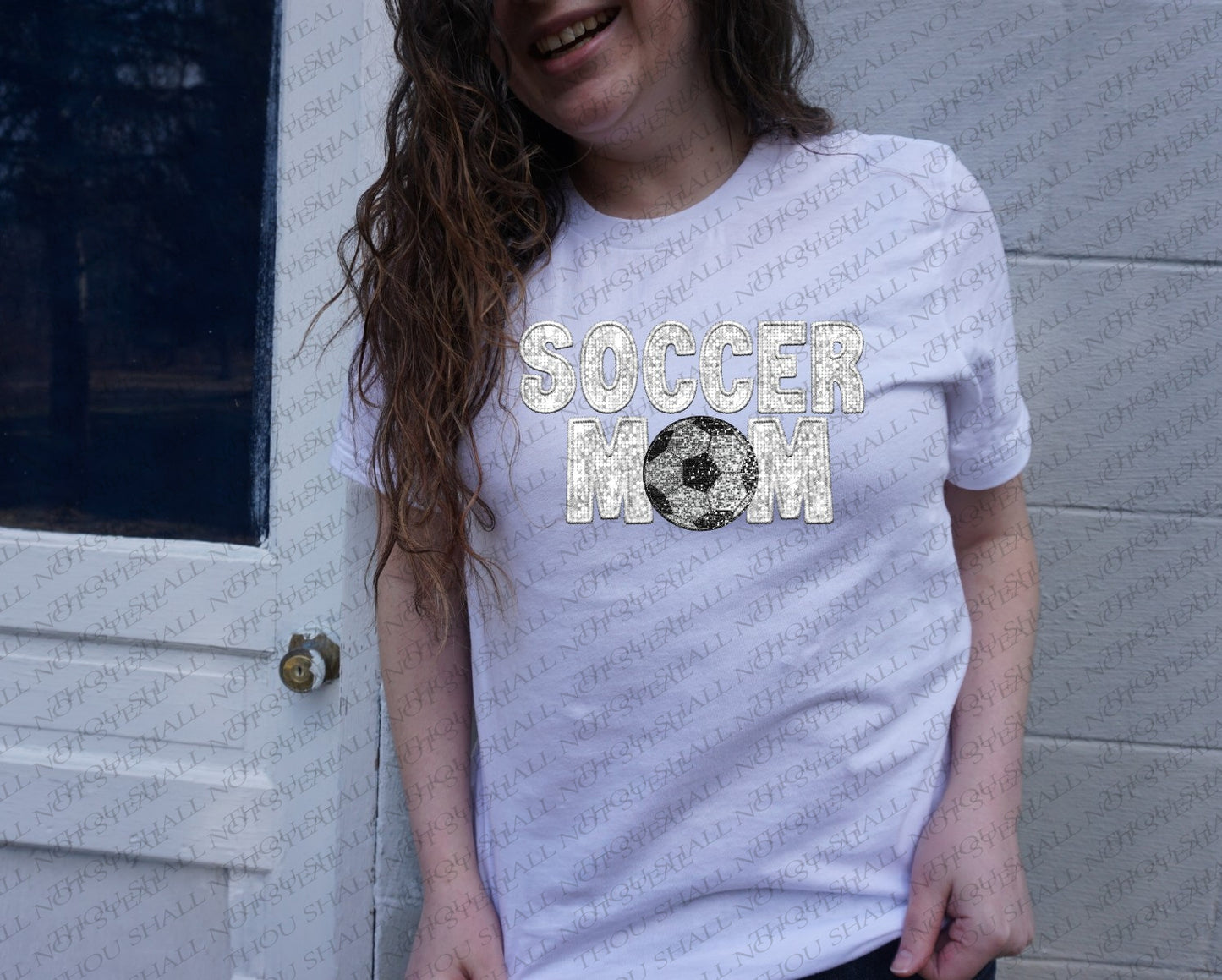 13-160 Sequin Soccer Mom (Choose Color) tee