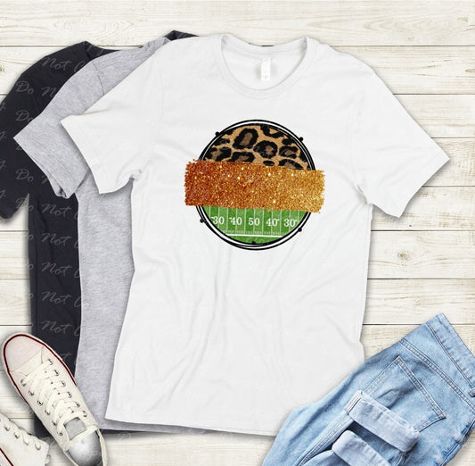 13-43 Gold Glitter Cheetah Football Circle - Customize Team Tee
