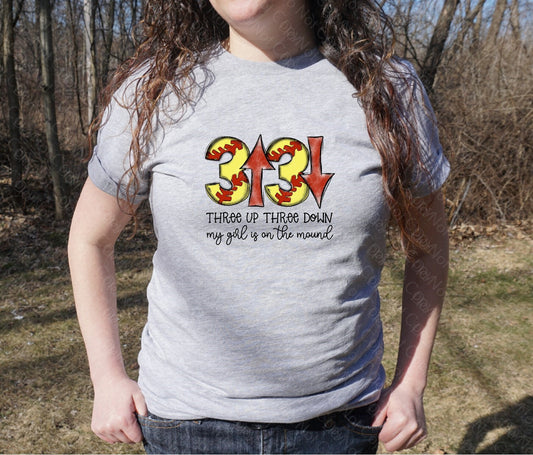 13-59 3 UP 3 DOWN PITCHER SOFTBALL TEE