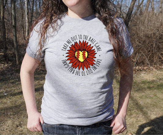 13-80 TAKE ME OUT TO THE BALL GAME RED SOFTBALL TEE