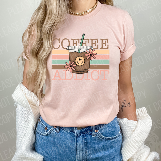 15-11 Coffee Addict Retro Stripes Completed Tee