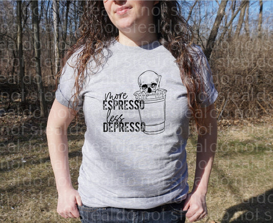 15-14 More Espresso Less Depresso Black Completed Tee