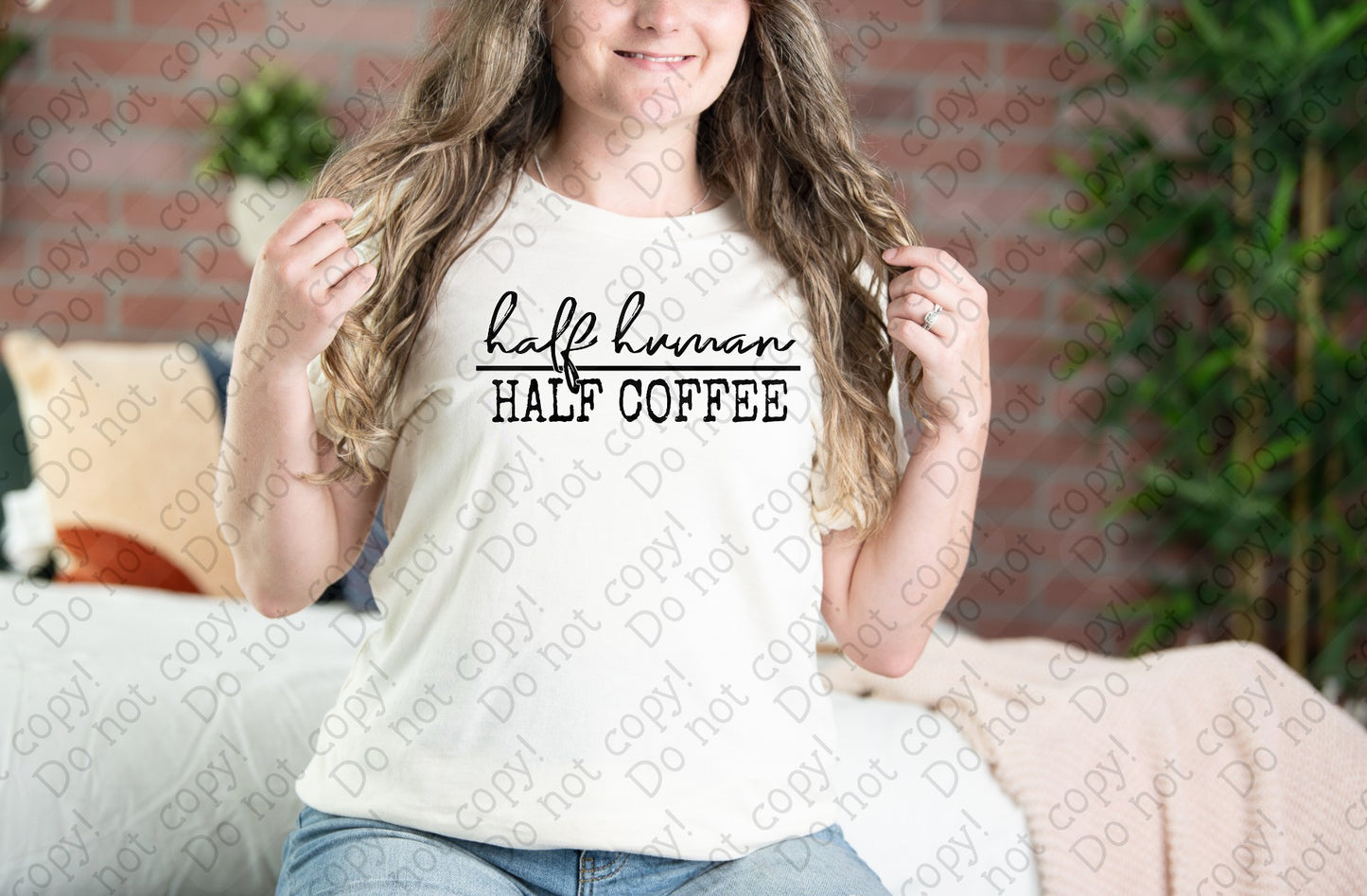 15-57 Half Human Half Coffee Words Tee